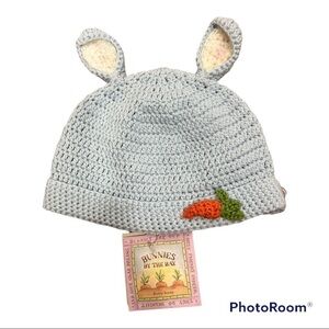 Bunnies By The Bay Blue Crochet Bunny Ear Hat (0-3 Mos.) NWT
